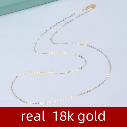 NYMPH Real 18K yellow Gold Chopin Chain Necklace Au750 Fine Jewelry Wedding For Female Wedding Gift X269 22-9-14