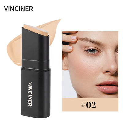 VINCINER Matte Stick Foundation Cream Long-Wear Waterproof Covers Dark Circles Full Coverage Concealer Stick for Base Makeup