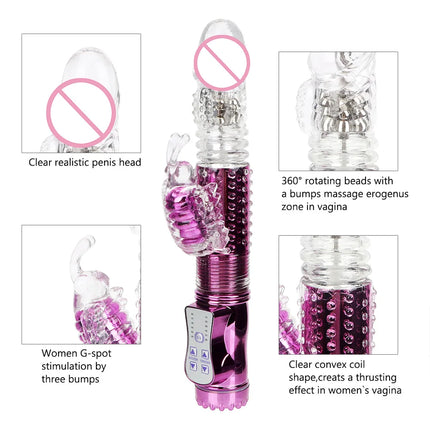 Automatic Stretch Rotate Vibrators For Women Clitoris Stimulator Vaginal Anal Plug Fake Dildos Female Masturbator Sex Toys Adult