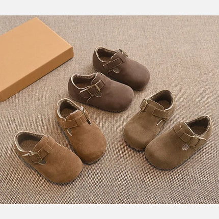 Children Flat Shoes Suede for Winter Kids Moccasins Non-slip Soft Sole 2024 Brand New Boys Girls Leather Shoes Warm Retro Trendy