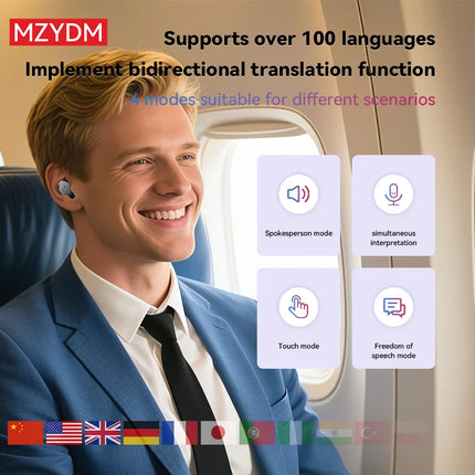 AI Translator Earbuds 144 Languages Translation Noise Cancelling A68 Bluetooth5.4 Earphone Instant Smart Voice Real Time Headset