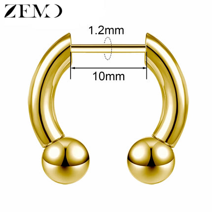 ZEMO 1 Piece 16G Horn Nose Ring Stainless Steel Threadless Septum Ring Spike Ox Horn Ear Helix Nostril Piercing Jewelry 8MM/10MM