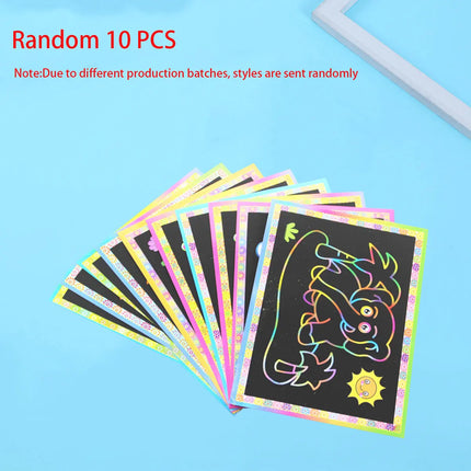 Random 8/10pcs A Lot Magic Scratch Art Doodle Pad Painting Cards Toys Early Educational Learning Drawing Toys