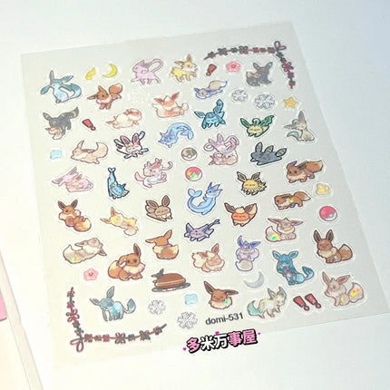 Eeveelution Nail Stickers Pokémon Anime Peripheral Cute Cartoon Creativity Exquisite Sticker New Fashion Exquisite Diy Sticker