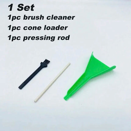 Pre Rolled Cones Loader Funnel Tool Set Including 1pcs Cone Loader, 1pcs Cleaning Brush And 1pcs Pressing Rod Tobacco Loader