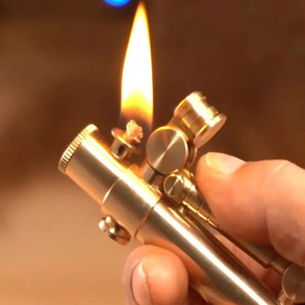 Metal Brass Cigarette Lighter Men Gift Unique Lighters Japanese Novel Mechanical Press Ignition Fuel Gasoline Lighter