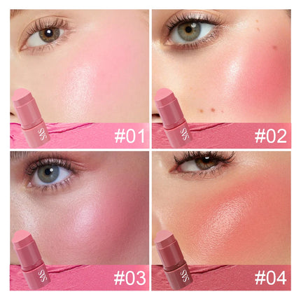 USHAS 3-in-1 Color Contouring Blush Stick Blush Contouring Natural Makeup Waterproof Long-lasting Lipstick