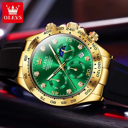 OLEVS 2875 Fashion Men's Watch Luxury Original Moon Phase Calendar Wristwatch Chronograph Luminous Waterproof Watch For Men