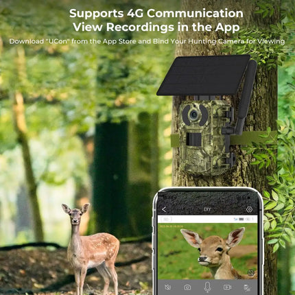 EU 4G Cellular 2K Battery Solar PIR Motion Activated Wildlife Hunting Trail Camera IP65 Outdoor Night Vision No Red Exposure