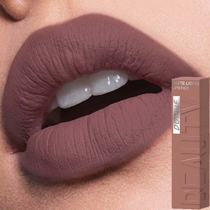 DUNUF 1 Pcs Matte Velvet Smooth Easy-to-apply Square Tube Lip Gloss Waterproof Not Easy To Fade Sexy Brown for Women Lip Tint
