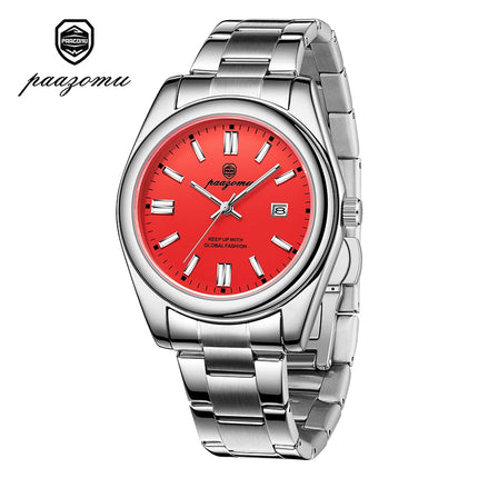 PAAZOMU  Luxury Fashion Man Clock Top Business Waterproof Luminous Date Week Men's Watches Quartz Stainless Steel Men Wristwatch