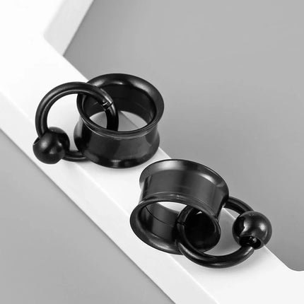 2PC/Set Stainless Steel Round Ear Gauges Plugs Expander Ear Hangers Tunnel Piercing Women Body Jewelry Stretcher Studs