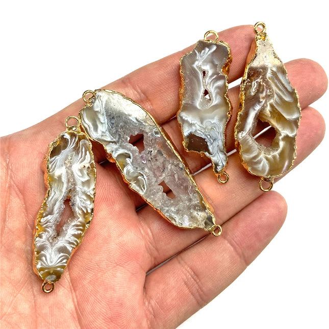 1pc Irregular Natural Stone Agate Druzy Connector Pendant Charms for Jewelry Making DIY Earring Necklace Accessory Jewellery