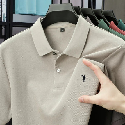 100% pure cotton men's breathable short-sleeved T-shirt, luxury brand embroidered loose casual summer fashion business Paul polo