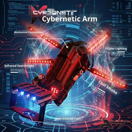 Cyberpunk Mechanical Arm Mechanical Exoskeleton Seven Color Lights Cool fog Spray Black Technology Cosplay Gift For Adult