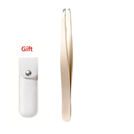Stainless Steel Precision Tweezers for Eyebrows, Eyelashes, Beard & Mustache High-Accuracy Round Head, Seamless Clamping