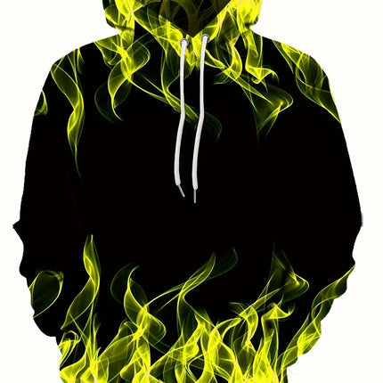 2024 Creative Flame 3D Print Hoodie, Cool Hoodies Mens,Spring Autumn Pullover Hooded Sweatshirt,Oversized Harajuku Y2k Clothes