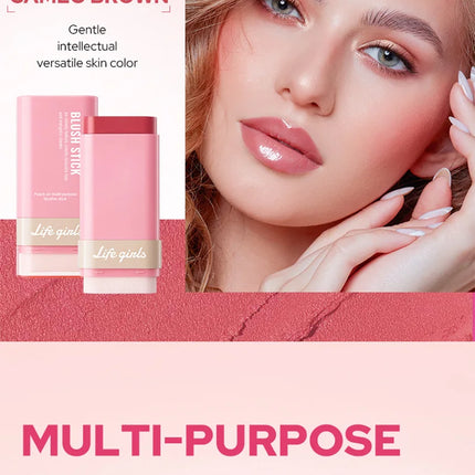 Life Girls Peach air multi purpose blusher stick,Natural and comfortable to wear, with a natural makeup effect. Highlighting blu