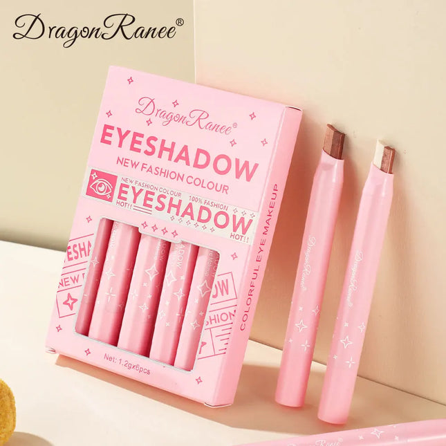 Two-Color Eyeshadow Stick Six-Pack Set Box, Highlighter Eyeshadow Pen, One-Swipe Application, Waterproof, Long-Lasting, Fine and Non-Smudging Eyeshadow Pen