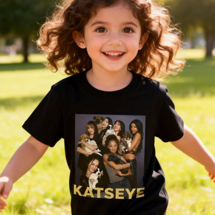 KATSEYE Printed Design T-Shirt Casual Short Sleeve Crew Neck Suitable for Children Men and Women Cotton Top