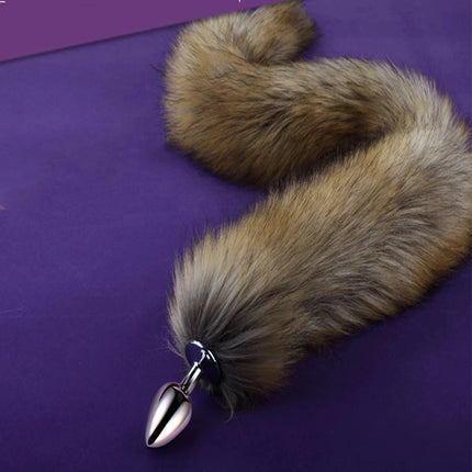 78cm Red Long Fox Tail Anal Plug Metal Butt Plug Prostate Massager Erotic Cosplay Accessories Adult Novelty Sex Toys For Couples