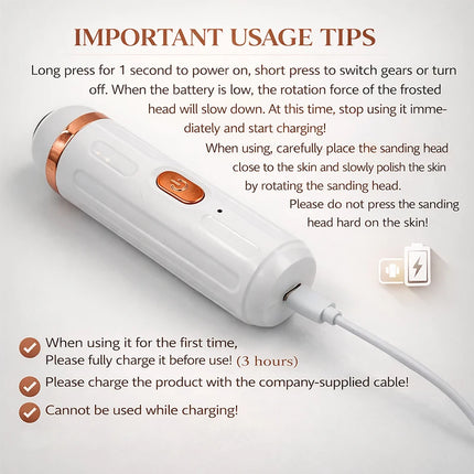 SoftAura Electric Foot Callus Remover Cordless Rechargeable 2 Gears Dry Skin Exfoliation Foot File for Home Pedicure Care