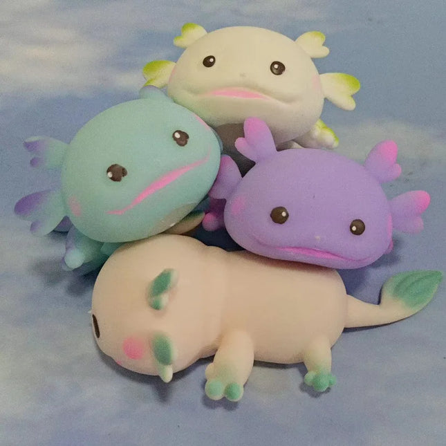 1/4pcs Axolotl Squeeze Ball Cute Fish Relax Cartoon Anti-stress Squishy Stress Relief Slow Rising For Adult Kids Stretch Toys