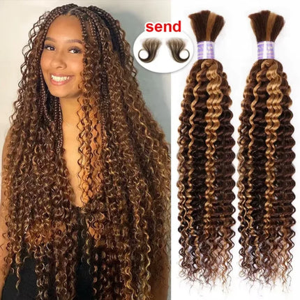 Ombre Deep Wave Boho Braids Human Hair Curly Highlight 427 Brazilian  Human Hair Remy Braiding Real Raw Weave Extensions
