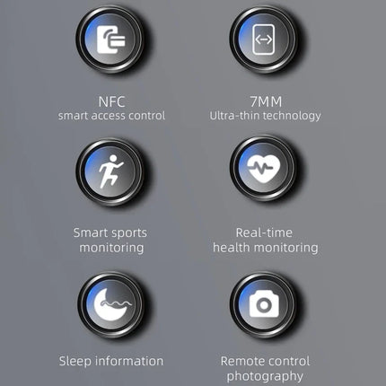 NFC Smart Ring Men Women Heart Rate Health Monitor Sleep Monitors Smartring IP68 Waterproof Multi-sport Mode 7MM Ultra Thin Ring