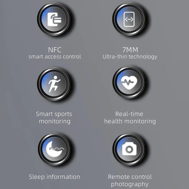 NFC Smart Ring Men Women Heart Rate Health Monitor Sleep Monitors Smartring IP68 Waterproof Multi-sport Mode 7MM Ultra Thin Ring