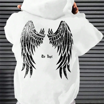 Autumn and winter new fashion wing print hoodie men's sweatshirt street high quality autumn and winter casual outdoor sports top