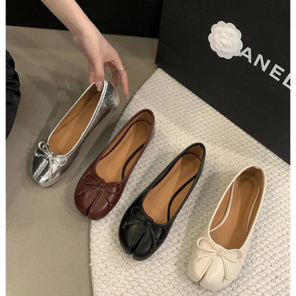 New Brand Women Flats Soft Ballet Shoes Slip On Loafers Soft Moccasins Tabi Ninja Casual Shoes Mujer Ladies Shoes Bow Knot Mujer