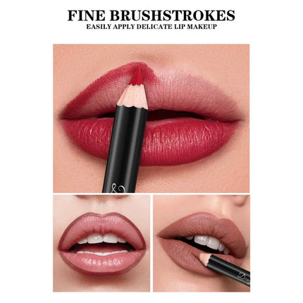12 Color Nude Matte Lipstick Pencil Set Long-Lasting Waterproof High Pigment Wooden Lip Liner Makeup Tool for Lips