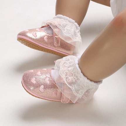 Breathable Newborn Baby Shoes Baby Boy Girl Shoes Girl Classic Bowknot Rubber Sole Anti-slip PU  Toddler Shoes First Walker