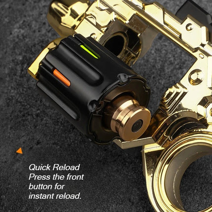 One Hand Spin Shoot Alloy Revolver EDC Metal Fidget Toy with 20 Plastic Bullets Stress Relief Mini Ring Gun for Adults Teens