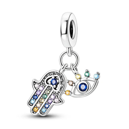 Ancient Egypt's 925 Sterling Silver Guardian Pharaoh&Devil's Eye&Pyramid Sphinx Dangle Charm Fit DIY Bracelet Necklaces Jewelry