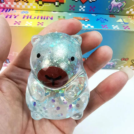 Cartoon Capybara Decompression Toy Soft Glitter Gummy Fidget Toys Pinching and Stress Relief Tool Anti Stress Squeeze Toy Gifts