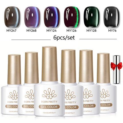 BORN PRETTY Cat Magnetic Moonlight Gel Nail Polish Set 10ml Sparking White Silver Water-light Soak Off UV Gel Nail Art Manicure