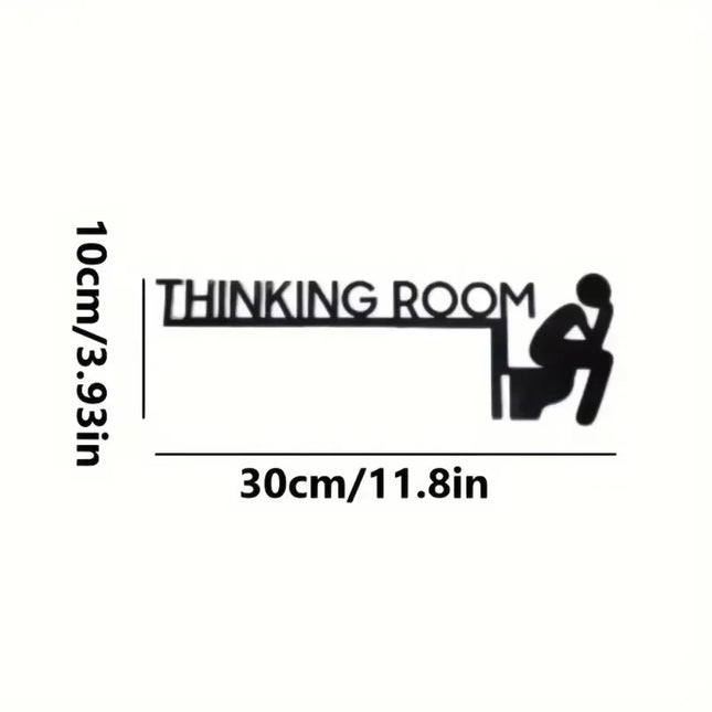 1pc Modern Wooden Toilet Door Sign Stylish Thinking Room Home Decor Artwork Decorative Door Frame Pendant Elegant Wall Ornament