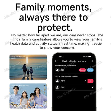Ola Esporte Smart Ring Vibration Alerts Gesture Swipe Videos Messages Alarms Vibration Heart Rate Health Monitoring Smartring