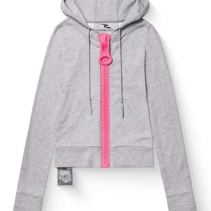 Y2K Giant Zipper Hoodie Women Streetwear Harajuku Zip Up Sweatshirt Slim Fit Long Sleeve Big O Ring Zip Jacket Coat Autumn Tops
