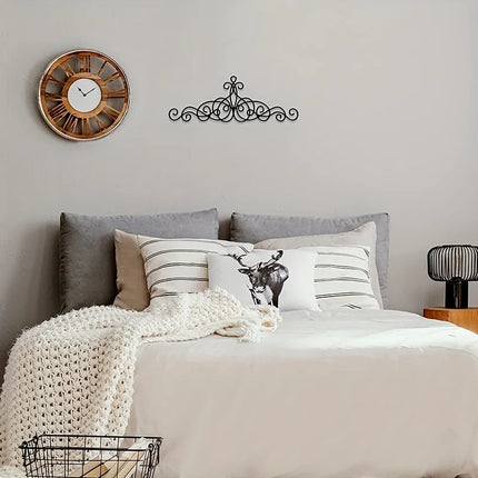 Metal Wall Decor, Traditional Metal Scroll Wall Art Decor, Rustic Iron Wall Medallion Black Metal Scroll Iron Wall Plaque