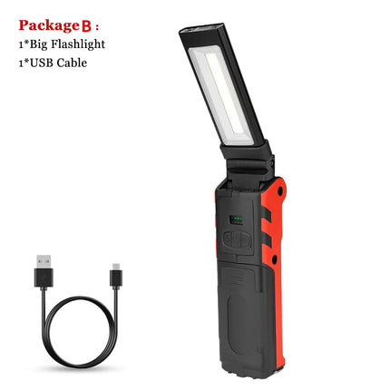 Rotatable COB Work Light LED Flashlight USB Charging Car Repair Lamp SOS Warning Light With Magnet Hook 4 Modes Camping Lantern