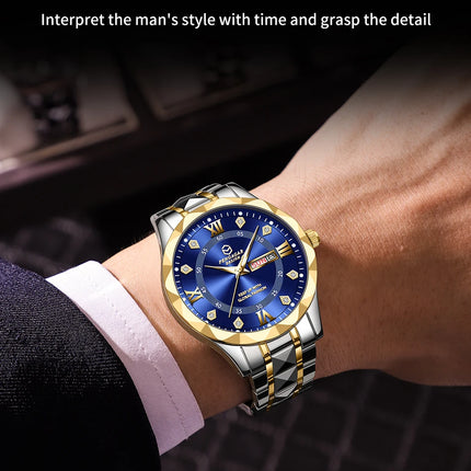 PAAZOMU Luxury Fashion Man Clock Top Business Waterproof Luminous Date Week Men's Watches Quartz Stainless Steel Men Wristwatc