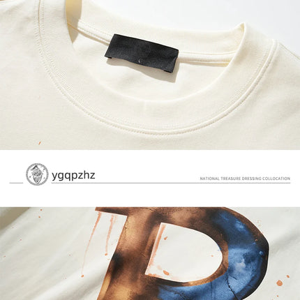 Supzoom New Arrival Summer High Street Splash Ink Printing Neutral O-neck Casual Heavy Texture Cotton Ins Loose Men T shirt