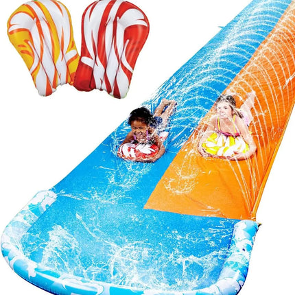 JOYFY 32.5ft Mega Inflatable Water Slide with Dual Racing Lanes 2 Boards Splash Sprayer for Kids Adult Summer Party Outdoor Toy