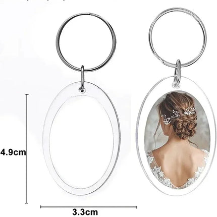 50/1pcs Transparent Rectangle Blank Acrylic Insert Keychain Photo Picture Frame Keyring Holder DIY Split Ring KeyChain Gifts