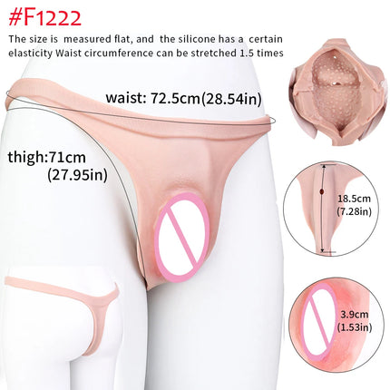 FAAK Silicone Crossdresser Thong Panty Camel Toe Hiding Gaff Shaping Brief Insertable Sexy Fake Pussy Vagina Underwear