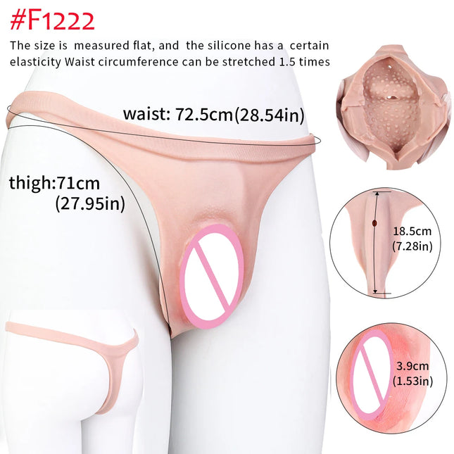 FAAK Silicone Crossdresser Thong Panty Camel Toe Hiding Gaff Shaping Brief Insertable Sexy Fake Pussy Vagina Underwear
