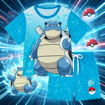 Charizard Print Kids Pajamas Set Anime Pokemon Short Sleeve For Boys 2 Pieces Comfortable Kids Tshirt Set Men's Shirts and short